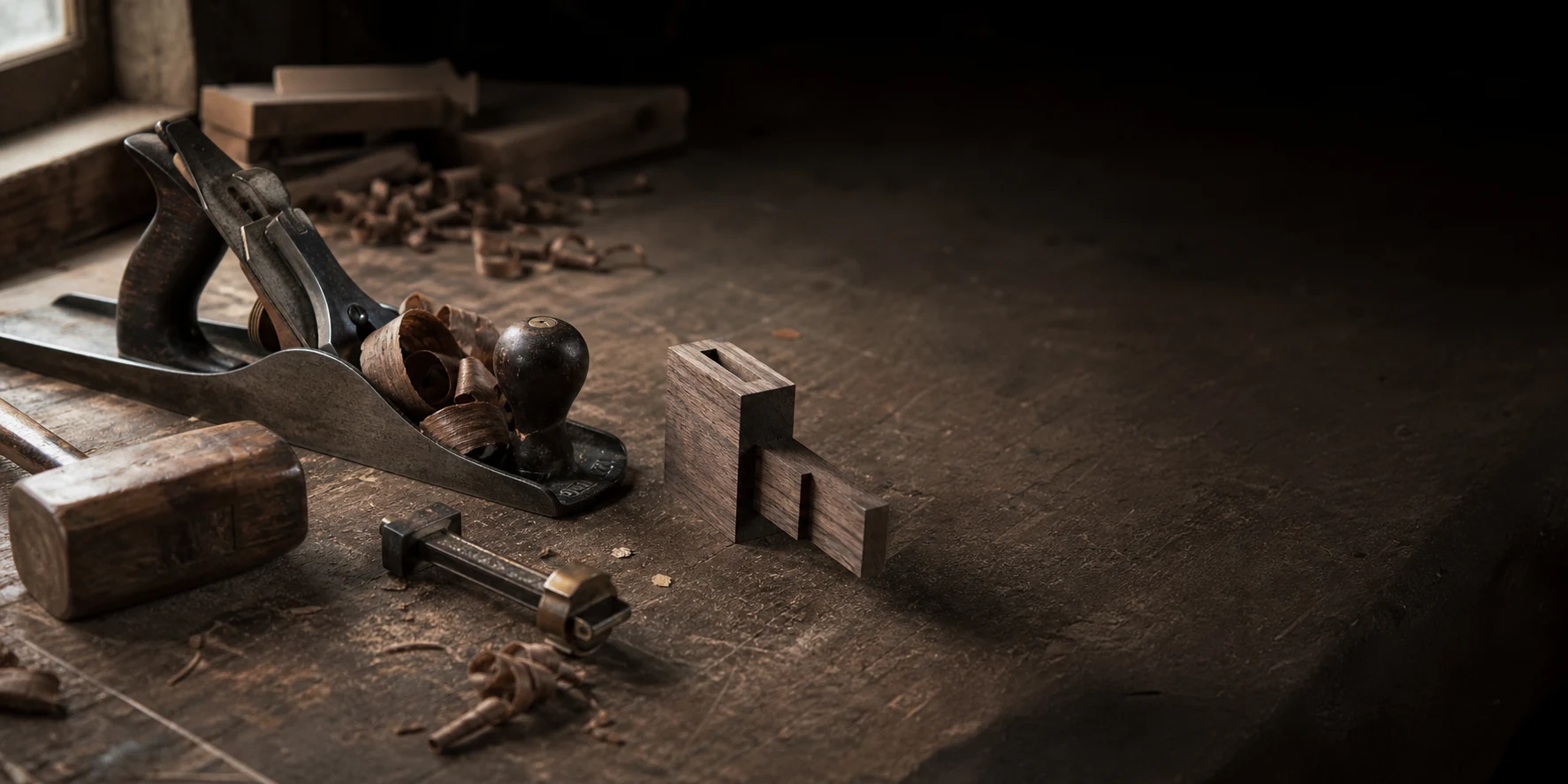 Furniture craftsperson working at a timber bench